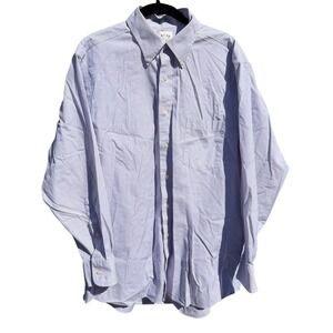 Eagle Shirtmakers Mens 16.5 32/33 Blue White Striped Non-Iron Cotton Dress Shirt